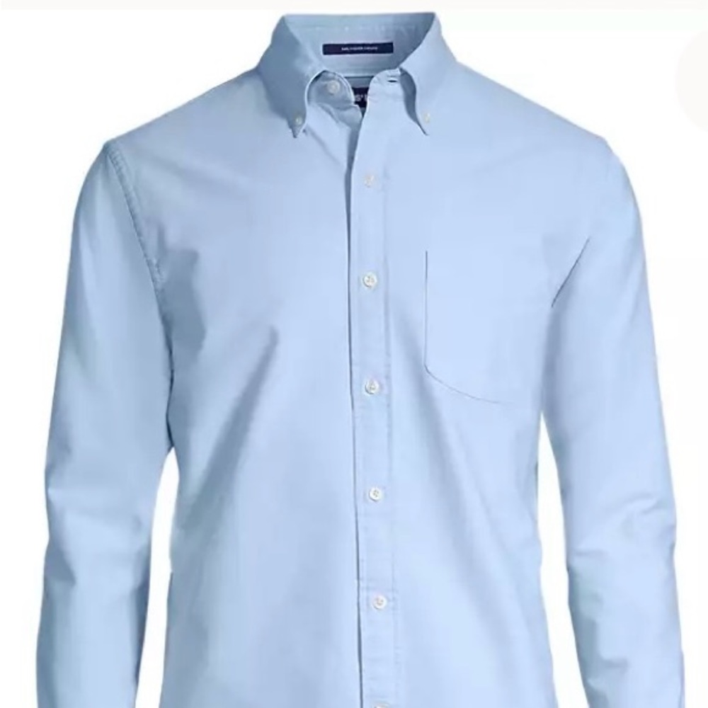 Lands End blue Oxford cloth buttondown dress shirt Tall 15.5 36 NWT